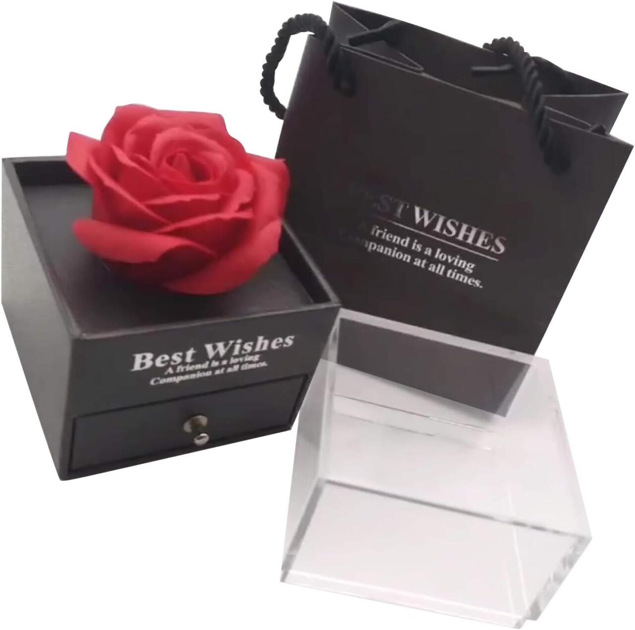 Rosa Eterna con Collar - Flor Preservada en Cúpula de Cristal